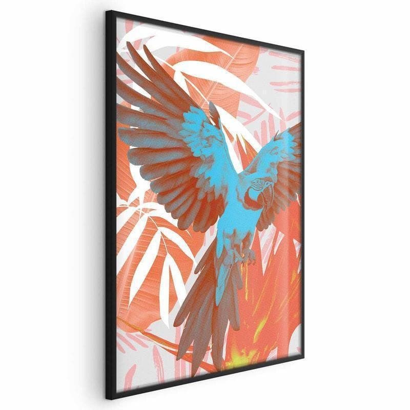 Poster - Exotic Wings - parrot among abstract leaf patterns in Poster e stampe Collezione Casa - Trebisacce, commercioVirtuoso.it