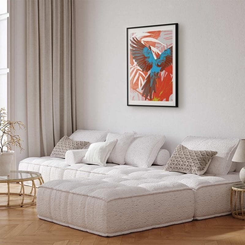 Poster - Exotic Wings - parrot among abstract leaf patterns in Poster e stampe Collezione Casa - Trebisacce, commercioVirtuoso.it