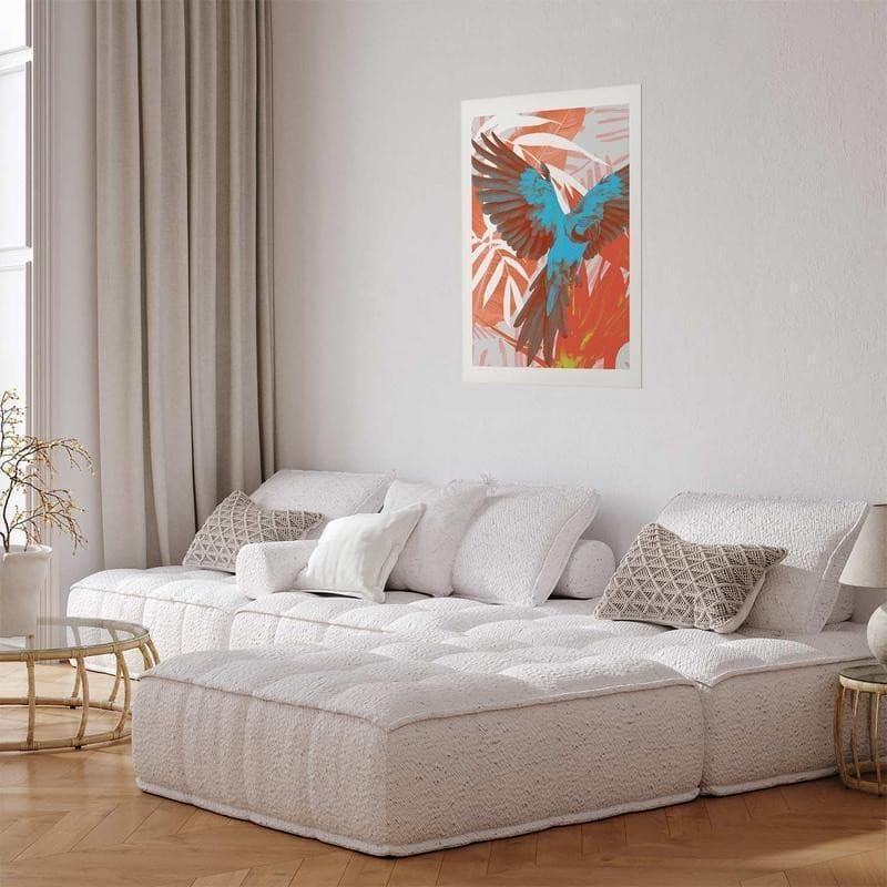 Poster - Exotic Wings - parrot among abstract leaf patterns in Poster e stampe Collezione Casa - Trebisacce, commercioVirtuoso.it