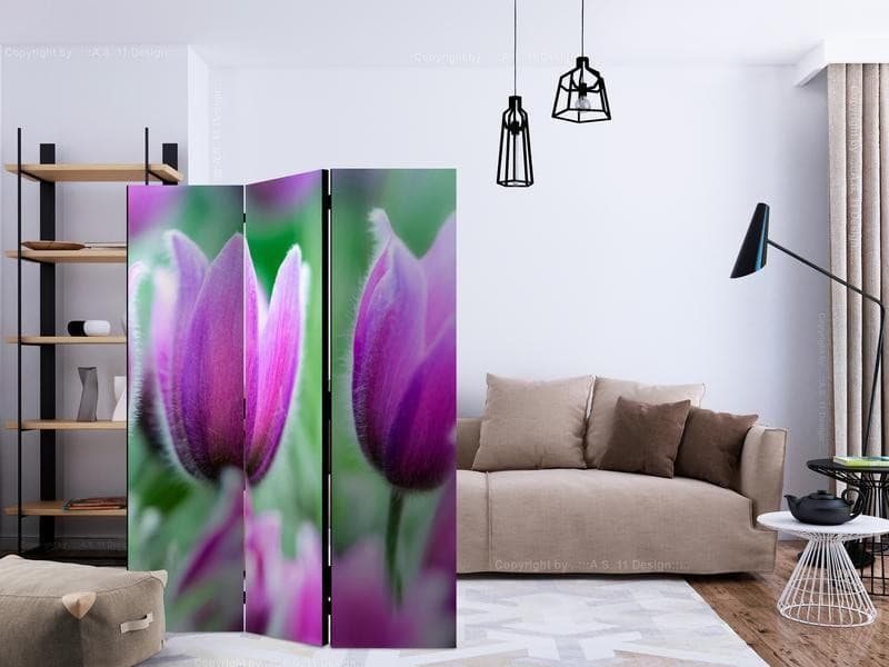 Paravento Purple spring tulips [divisori da interno] in Paraventi Collezione Casa - Trebisacce, commercioVirtuoso.it