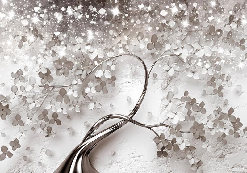 Carta da Parati Albero Luminoso Argento in Carta da parati Collezione Casa - Trebisacce, commercioVirtuoso.it