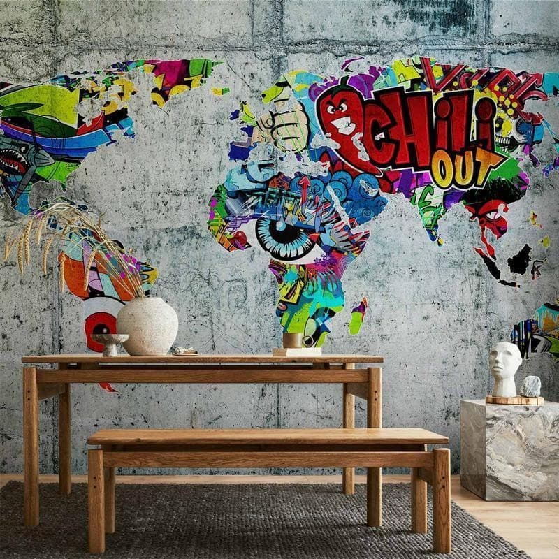 Fotomurale Map Graffiti in Carta da parati Collezione Casa - Trebisacce, commercioVirtuoso.it