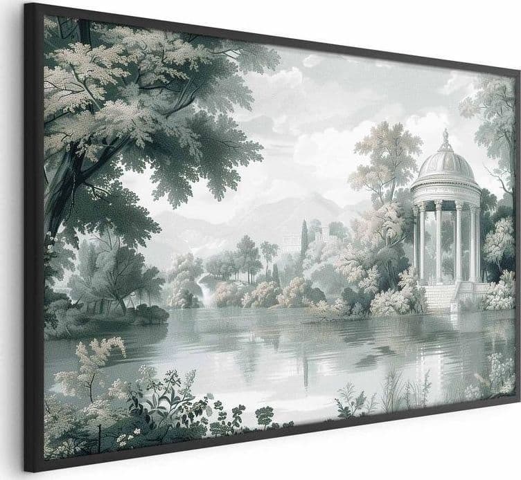 Poster - Landscape with a Park and Lake in Retro Greens in Poster e stampe Collezione Casa - Trebisacce, commercioVirtuoso.it
