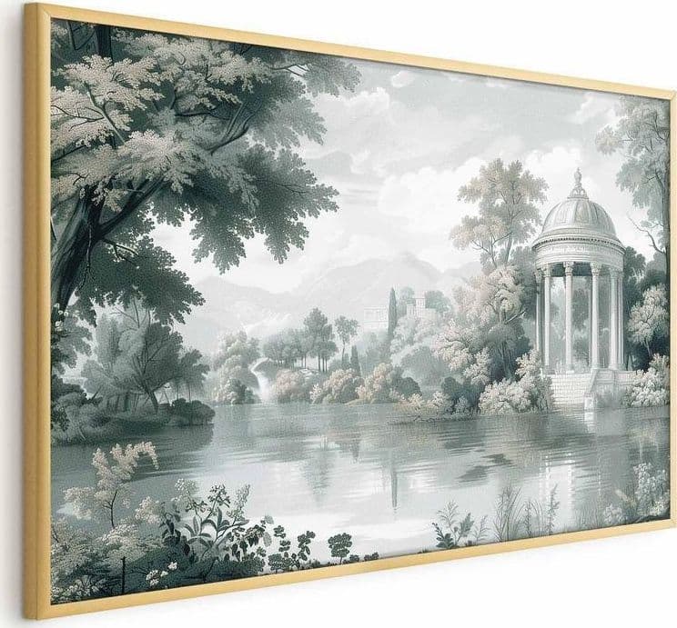 Poster - Landscape with a Park and Lake in Retro Greens in Poster e stampe Collezione Casa - Trebisacce, commercioVirtuoso.it