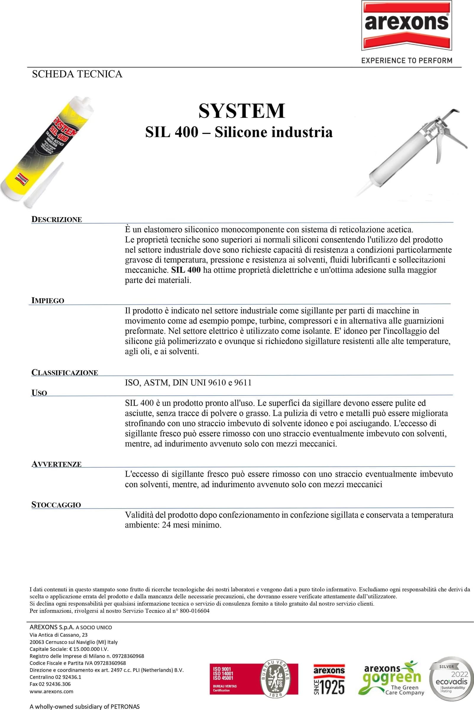 Arexons 310ml silicone acetico industria SIL400 alta temperatura trasparente in Silicone Aloiserw.com - Altomonte, commercioVirtuoso.it