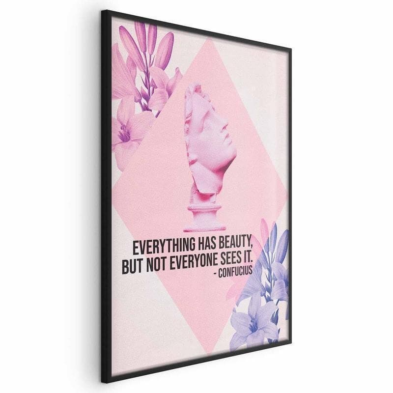 Poster - Confucius on Beauty - a bust in pink with flowers and a quote in Poster e stampe Collezione Casa - Trebisacce, commercioVirtuoso.it