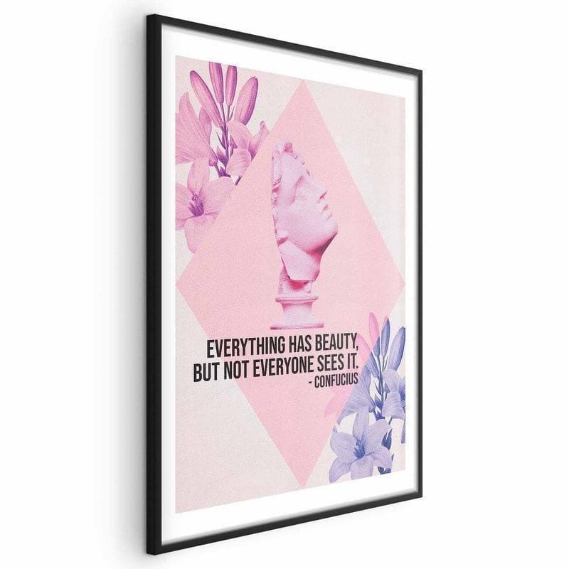 Poster - Confucius on Beauty - a bust in pink with flowers and a quote in Poster e stampe Collezione Casa - Trebisacce, commercioVirtuoso.it