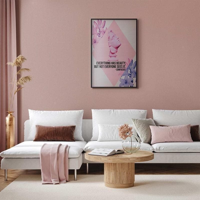 Poster - Confucius on Beauty - a bust in pink with flowers and a quote in Poster e stampe Collezione Casa - Trebisacce, commercioVirtuoso.it