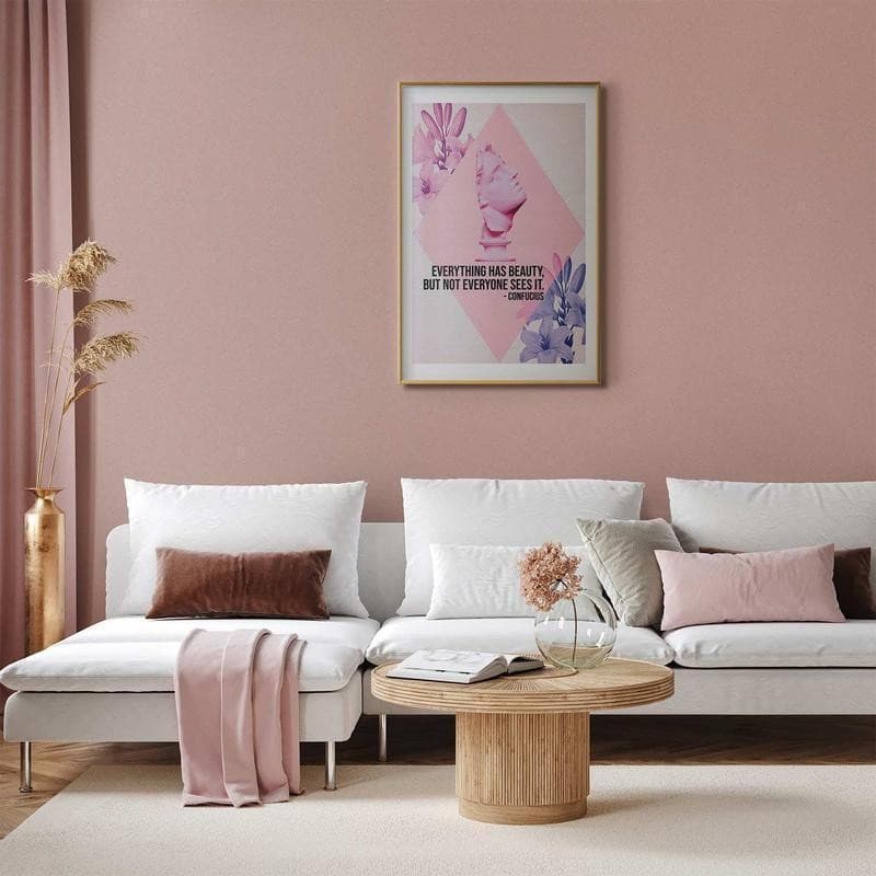 Poster - Confucius on Beauty - a bust in pink with flowers and a quote in Poster e stampe Collezione Casa - Trebisacce, commercioVirtuoso.it