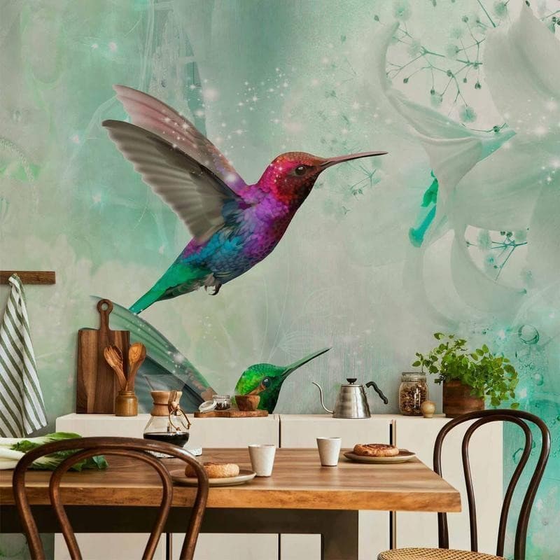 Fotomurale Colourful Hummingbirds (Green) in Carta da parati Collezione Casa - Trebisacce, commercioVirtuoso.it