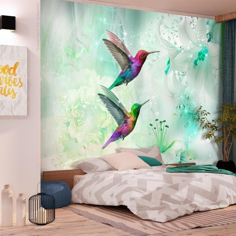 Fotomurale Colourful Hummingbirds (Green) in Carta da parati Collezione Casa - Trebisacce, commercioVirtuoso.it