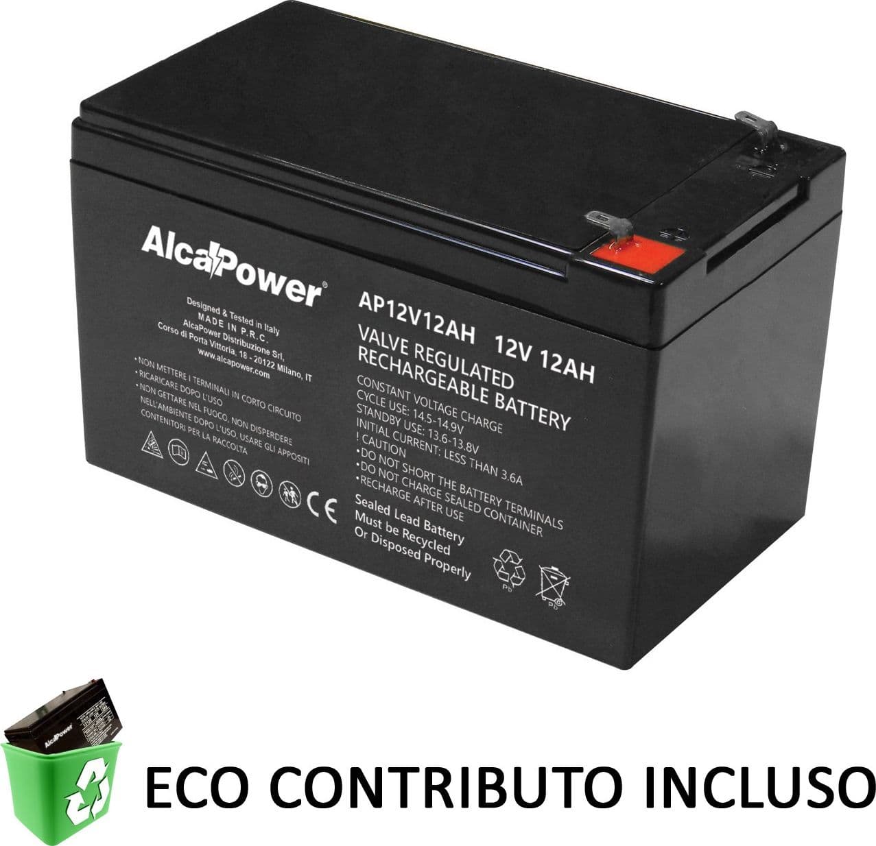 Alca Power batteria al piombo da 12V 12Ah ricaricabile per UPS e illuminazione di emergenza in Pile ricaricabili Aloiserw.com - Altomonte, commercioVirtuoso.it