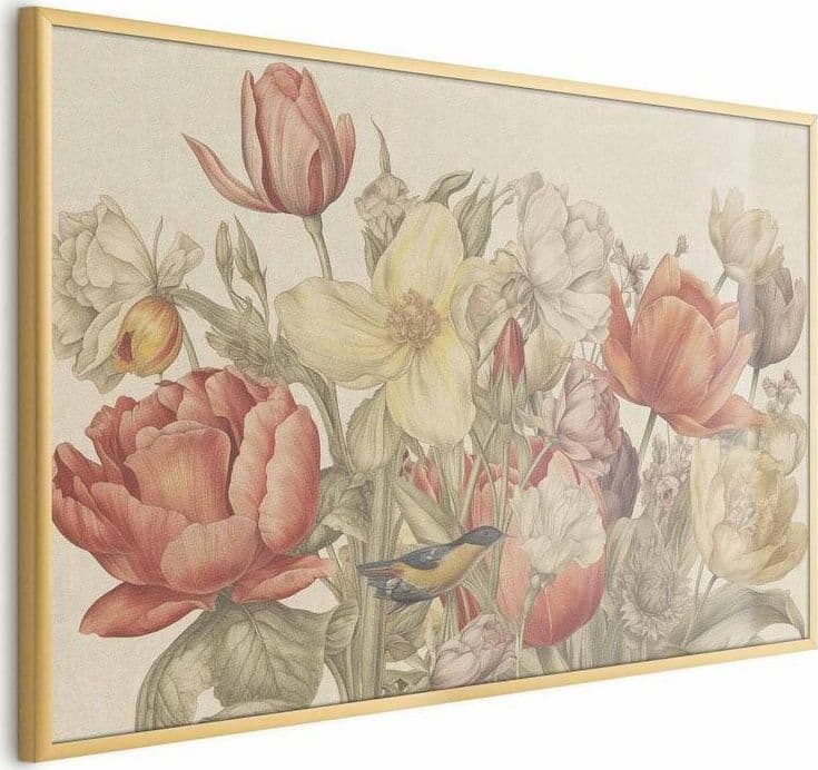 Poster - Flower Bouquet on a Cream Background in Poster e stampe Collezione Casa - Trebisacce, commercioVirtuoso.it