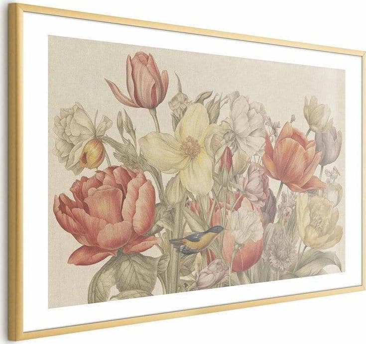 Poster - Flower Bouquet on a Cream Background in Poster e stampe Collezione Casa - Trebisacce, commercioVirtuoso.it