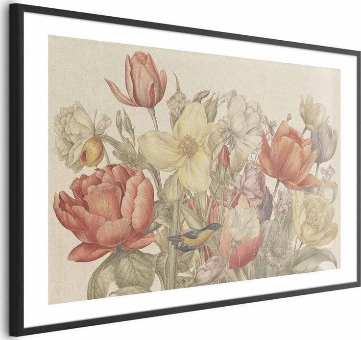 Poster - Flower Bouquet on a Cream Background in Poster e stampe Collezione Casa - Trebisacce, commercioVirtuoso.it
