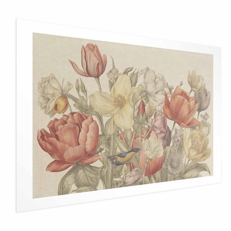 Poster - Flower Bouquet on a Cream Background in Poster e stampe Collezione Casa - Trebisacce, commercioVirtuoso.it