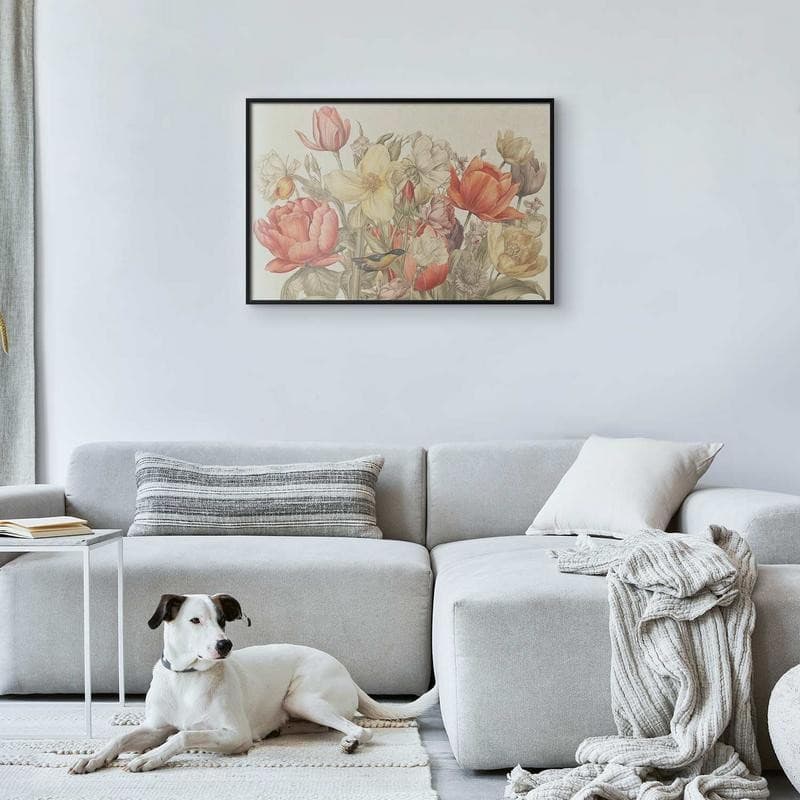 Poster - Flower Bouquet on a Cream Background in Poster e stampe Collezione Casa - Trebisacce, commercioVirtuoso.it