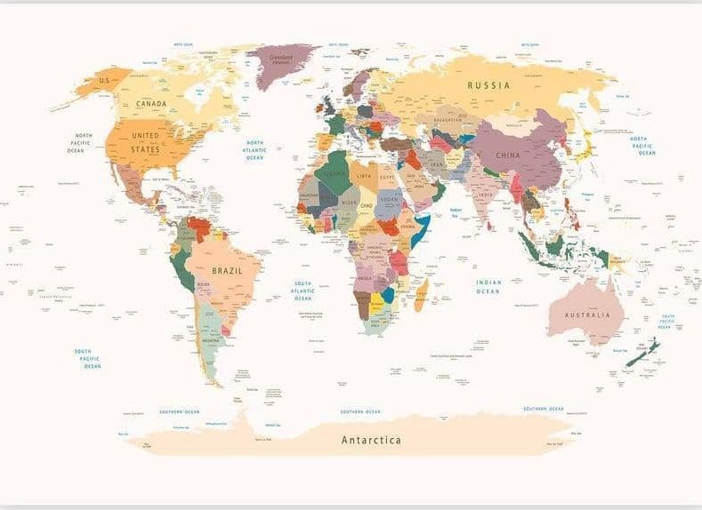 Fotomurale Mappa del mondo in Carta da parati Collezione Casa - Trebisacce, commercioVirtuoso.it