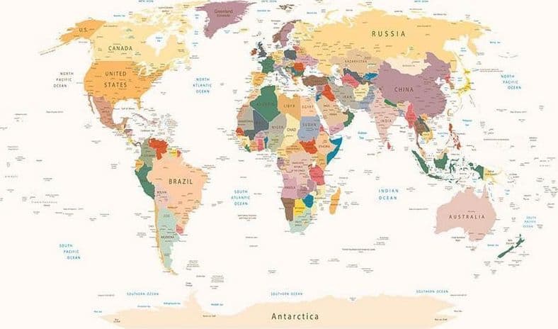 Fotomurale Mappa del mondo in Carta da parati Collezione Casa - Trebisacce, commercioVirtuoso.it