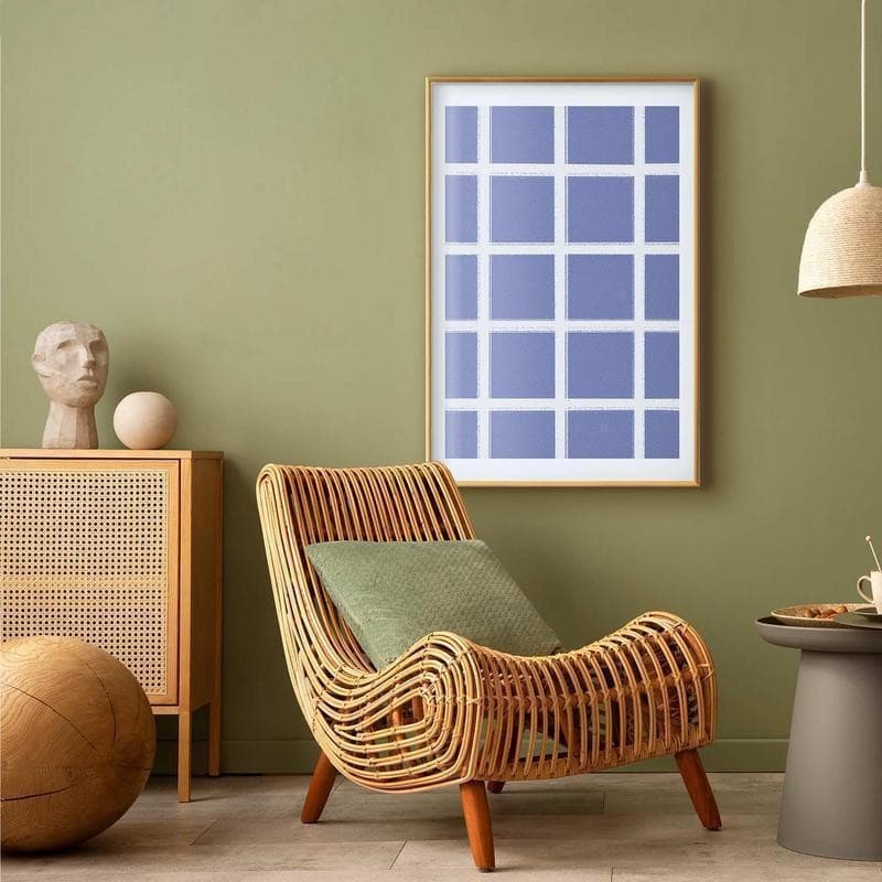Poster - White Lines - a grid with large gaps on a blue background in Poster e stampe Collezione Casa - Trebisacce, commercioVirtuoso.it