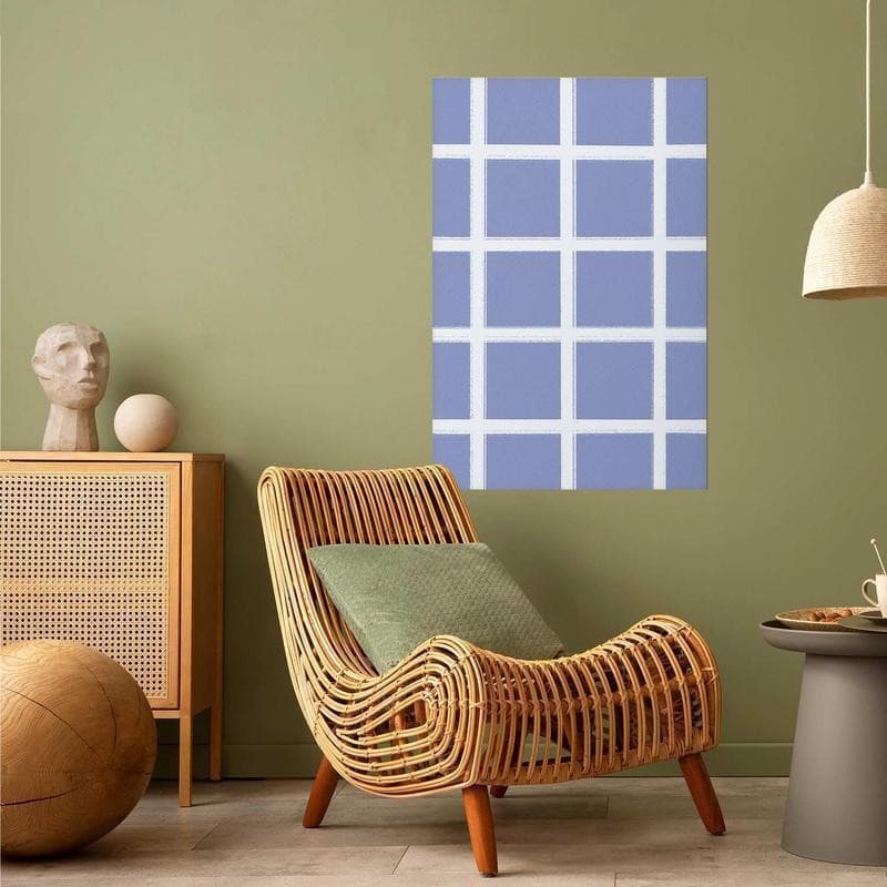 Poster - White Lines - a grid with large gaps on a blue background in Poster e stampe Collezione Casa - Trebisacce, commercioVirtuoso.it