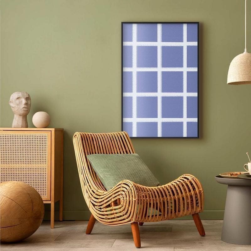 Poster - White Lines - a grid with large gaps on a blue background in Poster e stampe Collezione Casa - Trebisacce, commercioVirtuoso.it