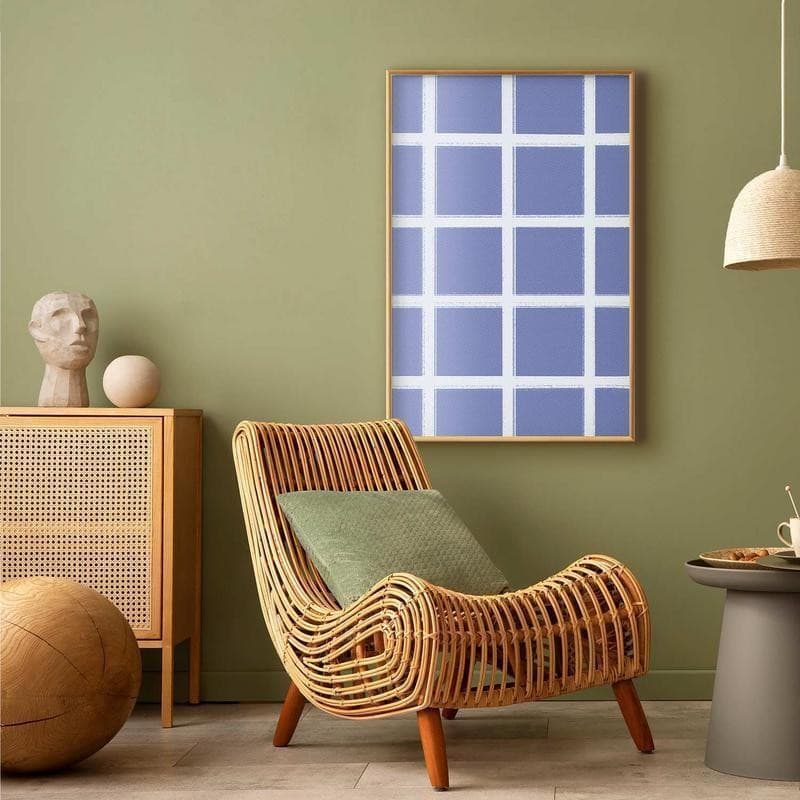 Poster - White Lines - a grid with large gaps on a blue background in Poster e stampe Collezione Casa - Trebisacce, commercioVirtuoso.it