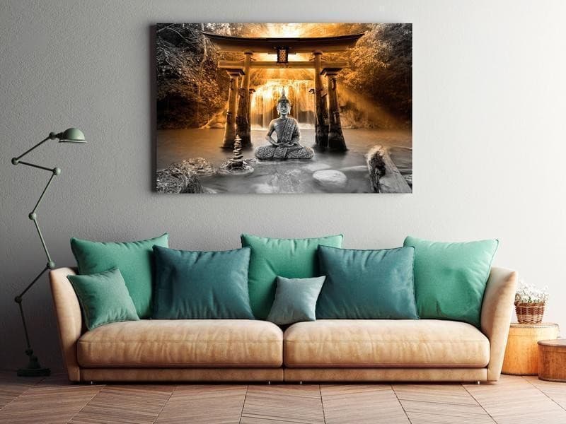 Quadro Buddha Smile (1 Part) Wide Orange in Poster e stampe Collezione Casa - Trebisacce, commercioVirtuoso.it