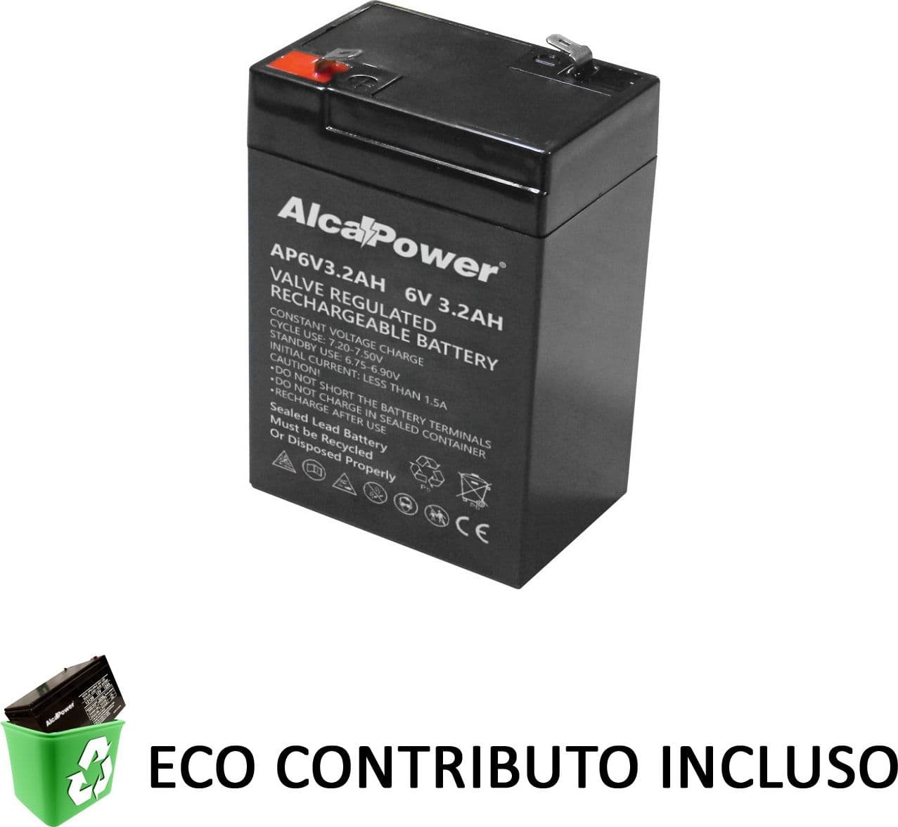 Alca Power batteria al piombo da 6V 3,2Ah ricaricabile per UPS e illuminazione di emergenza in Pile ricaricabili Aloiserw.com - Altomonte, commercioVirtuoso.it