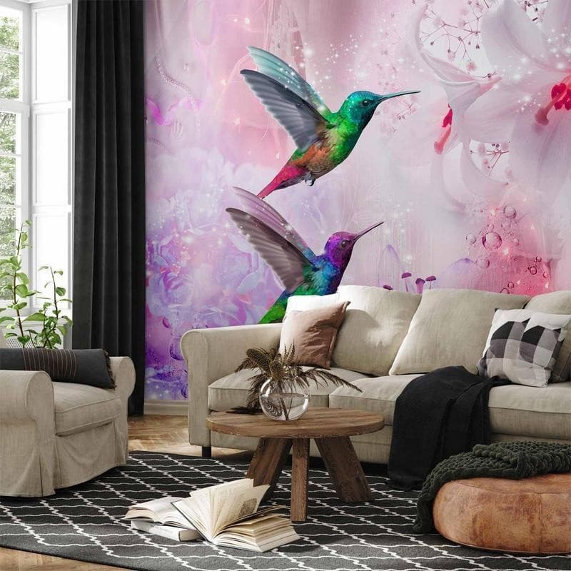Fotomurale Colourful Hummingbirds (Purple) in Carta da parati Collezione Casa - Trebisacce, commercioVirtuoso.it