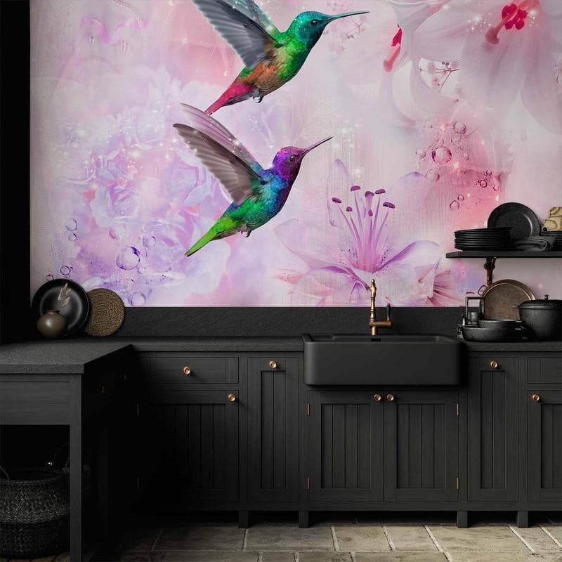 Fotomurale Colourful Hummingbirds (Purple) in Carta da parati Collezione Casa - Trebisacce, commercioVirtuoso.it
