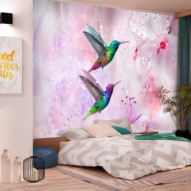 Fotomurale Colourful Hummingbirds (Purple) in Carta da parati Collezione Casa - Trebisacce, commercioVirtuoso.it