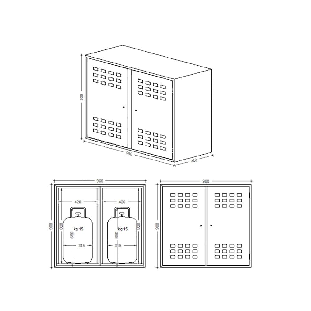 Armadietto box zincato H 90 x L 98 x P 42cm per la custodia di 2 bombole gas gpl in Armadietti e credenze Aloiserw.com - Altomonte, commercioVirtuoso.it