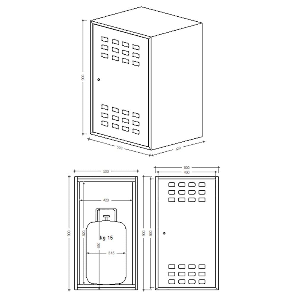 Armadietto box zincato H 90 x L 50 x P 42cm per la custodia di 1 bombola gas gpl in Credenze Aloiserw.com - Altomonte, commercioVirtuoso.it