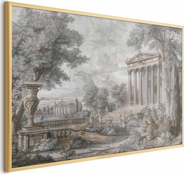 Poster - Temple on the Hill - Greek Architecture in Muted Tones in Poster e stampe Collezione Casa - Trebisacce, commercioVirtuoso.it