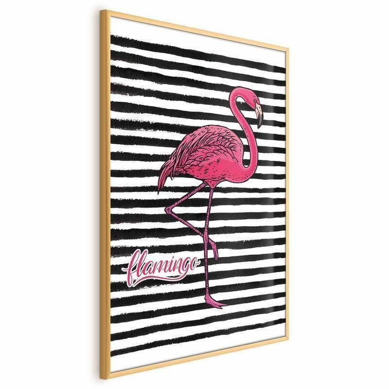 Poster - Black Stripes and Flamingo in Poster e stampe Collezione Casa - Trebisacce, commercioVirtuoso.it