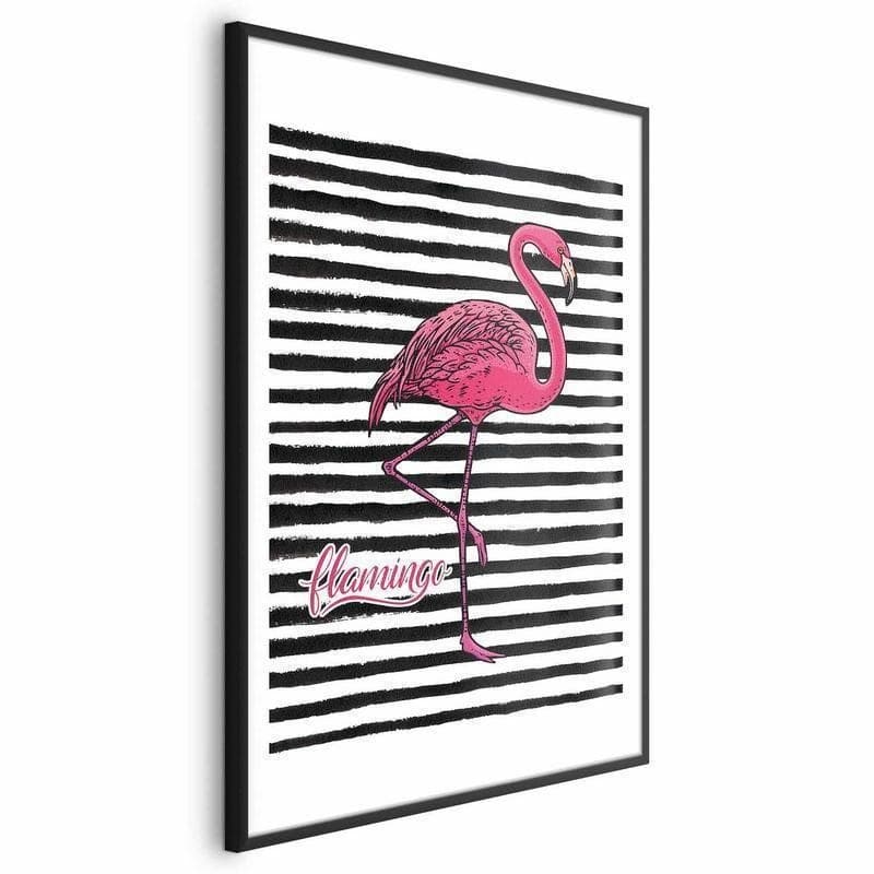 Poster - Black Stripes and Flamingo in Poster e stampe Collezione Casa - Trebisacce, commercioVirtuoso.it