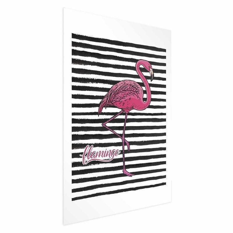 Poster - Black Stripes and Flamingo in Poster e stampe Collezione Casa - Trebisacce, commercioVirtuoso.it