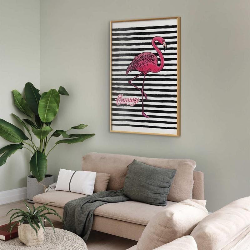 Poster - Black Stripes and Flamingo in Poster e stampe Collezione Casa - Trebisacce, commercioVirtuoso.it