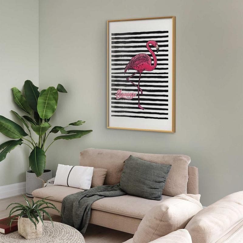 Poster - Black Stripes and Flamingo in Poster e stampe Collezione Casa - Trebisacce, commercioVirtuoso.it