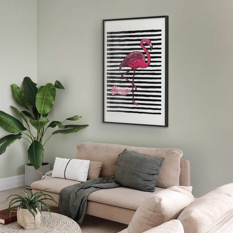 Poster - Black Stripes and Flamingo in Poster e stampe Collezione Casa - Trebisacce, commercioVirtuoso.it