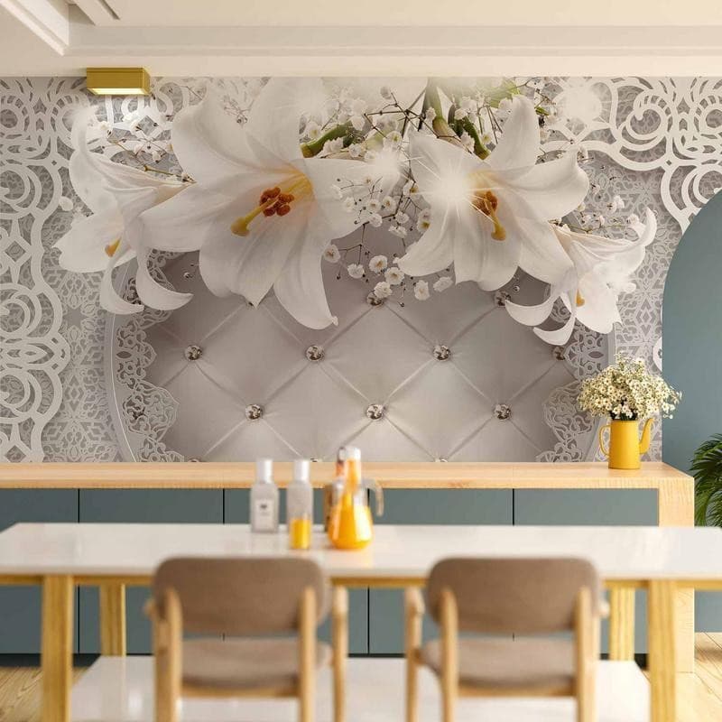 Fotomurale Lilies and Quilted Background in Carta da parati Collezione Casa - Trebisacce, commercioVirtuoso.it