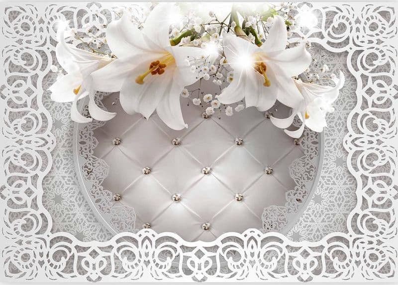 Fotomurale Lilies and Quilted Background in Carta da parati Collezione Casa - Trebisacce, commercioVirtuoso.it