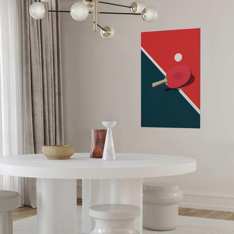 Poster - Table Tennis - Ball and Racket on a Table in Poster e stampe Collezione Casa - Trebisacce, commercioVirtuoso.it