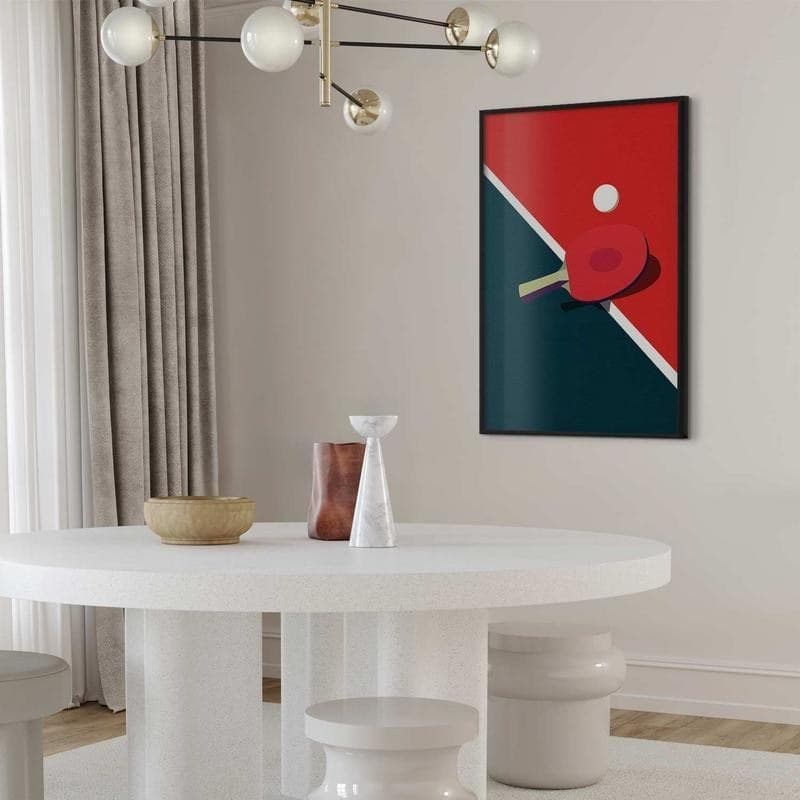 Poster - Table Tennis - Ball and Racket on a Table in Poster e stampe Collezione Casa - Trebisacce, commercioVirtuoso.it