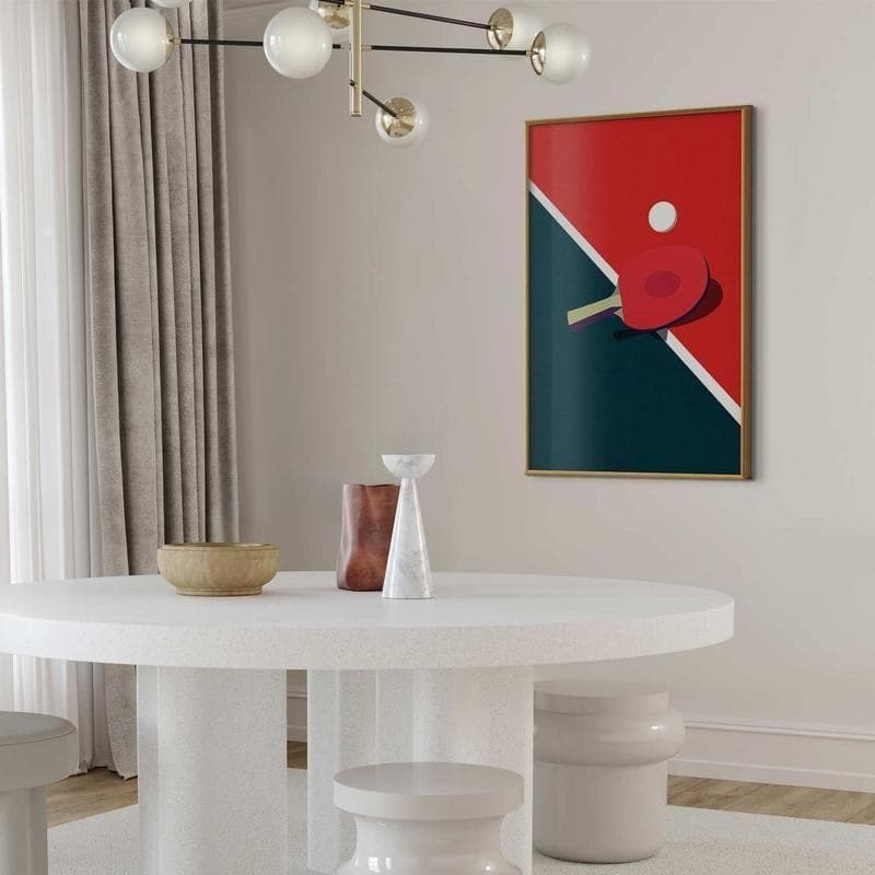 Poster - Table Tennis - Ball and Racket on a Table in Poster e stampe Collezione Casa - Trebisacce, commercioVirtuoso.it