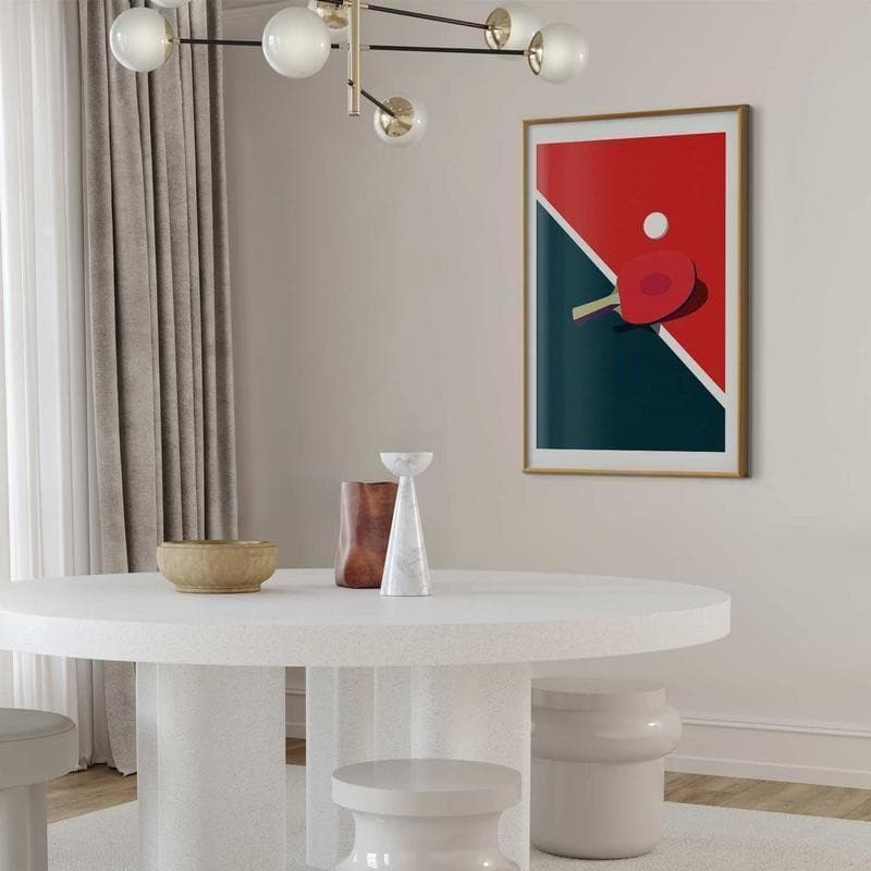 Poster - Table Tennis - Ball and Racket on a Table in Poster e stampe Collezione Casa - Trebisacce, commercioVirtuoso.it