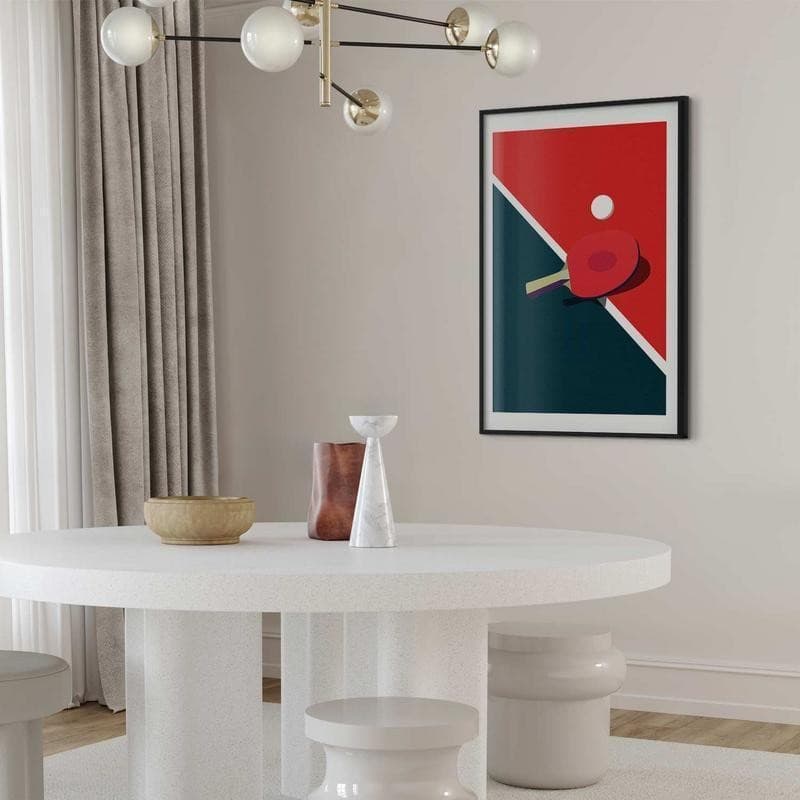 Poster - Table Tennis - Ball and Racket on a Table in Poster e stampe Collezione Casa - Trebisacce, commercioVirtuoso.it