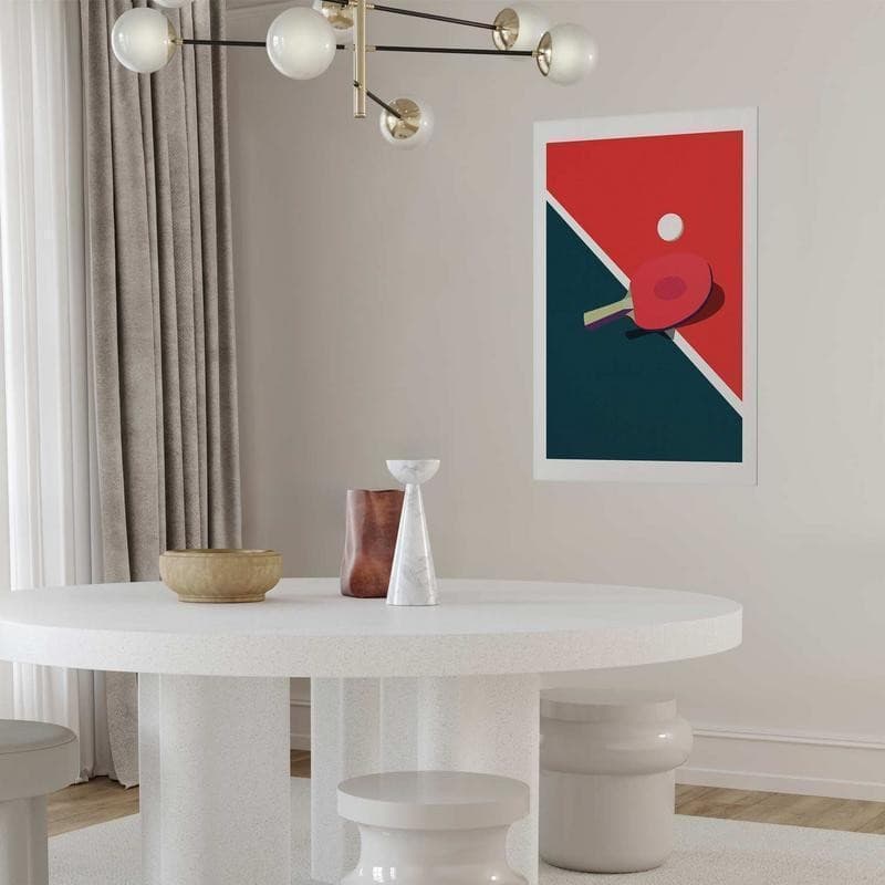 Poster - Table Tennis - Ball and Racket on a Table in Poster e stampe Collezione Casa - Trebisacce, commercioVirtuoso.it