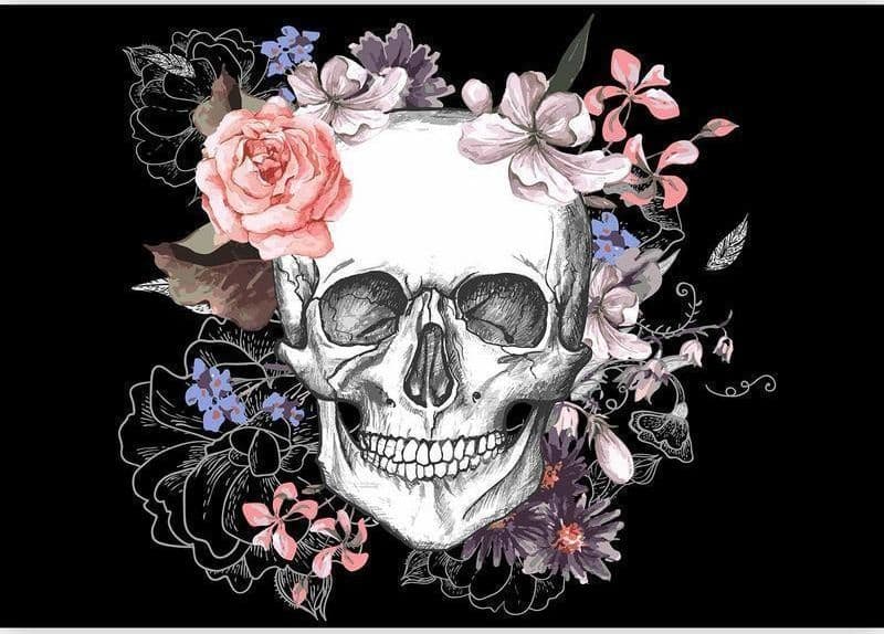 Fotomurale Skull and Flowers in Carta da parati Collezione Casa - Trebisacce, commercioVirtuoso.it